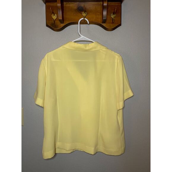 Vintage 90s Women's 16 Yellow Joan Leslie Flowy Button Up Blouse - Picture 6 of 7